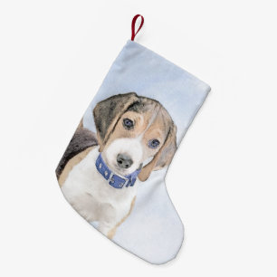 Beagle Malerei - Niedliche Original Hunde Kunst Kleiner Weihnachtsstrumpf