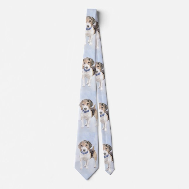 Beagle Malerei - Niedliche Original Hunde Kunst Krawatte (Vorderseite)