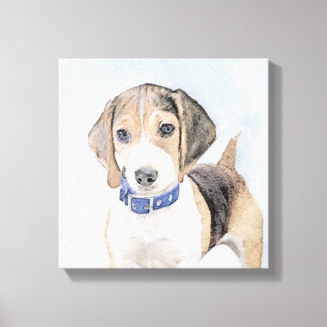 Beagle Malerei - Niedliche Original Hunde Kunst Leinwanddruck (Vorderseite)