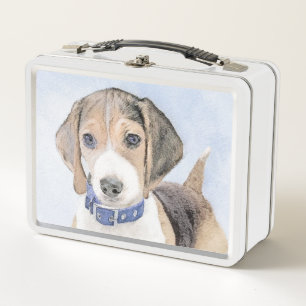 Beagle Malerei - Niedliche Original Hunde Kunst Metall Brotdose