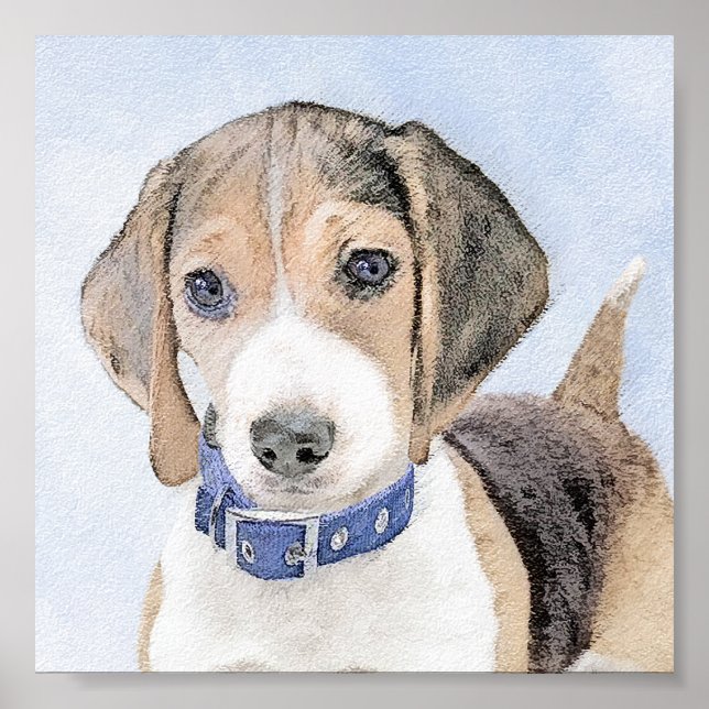 Beagle Malerei - Niedliche Original Hunde Kunst Poster (Vorne)