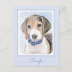 Beagle Malerei - Niedliche Original Hunde Kunst Postkarte