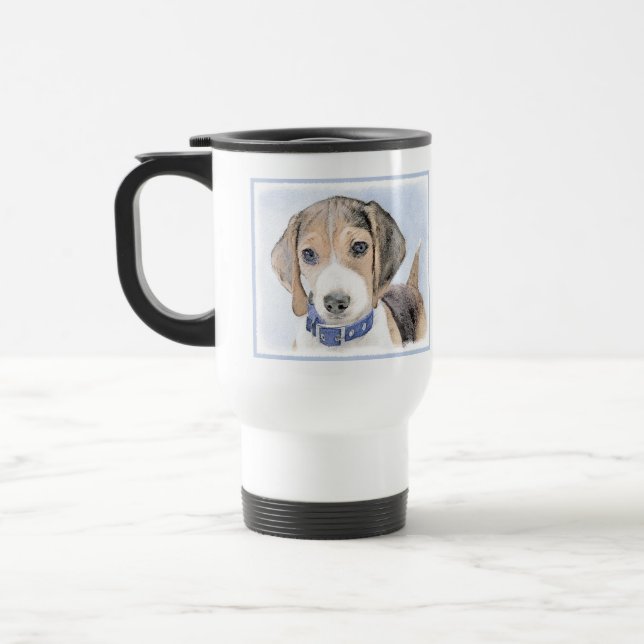 Beagle Malerei - Niedliche Original Hunde Kunst Reisebecher (Links)
