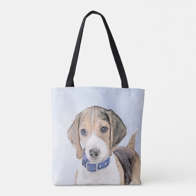 Beagle Malerei - Niedliche Original Hunde Kunst Tasche (Rückseite)