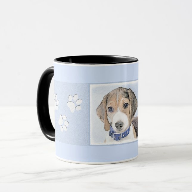 Beagle Malerei - Niedliche Original Hunde Kunst Tasse (Vorderseite Links)
