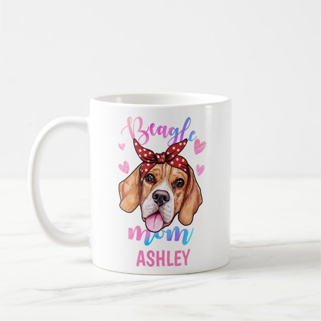 Beagle Mama Aquarell Dog Mama Kaffeetasse (Links)