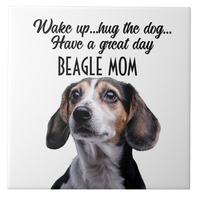Beagle Mama Keramik Tile Fliese (Vorderseite)
