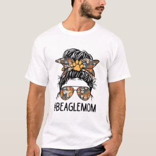 Beagle Mama Messy Bun Dog Mama Haustier Besitzerin T-Shirt