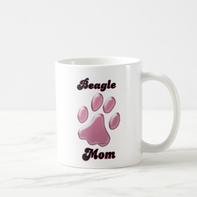 Beagle Mama Rosa Pawprint Kaffeetasse (Rechts)