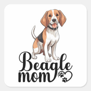 Beagle-Mama Süßer Cartoon-Hundefan Liebhaber Pfote Quadratischer Aufkleber