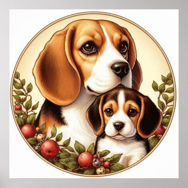 Beagle Mama und Pup 01X Poster (Vorne)