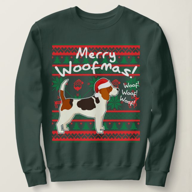 Beagle Merry Woofmas Ugly Christmas Sweater Sweatshirt (Design vorne)