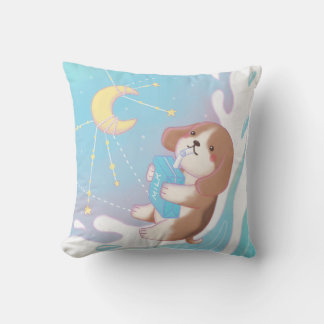 Beagle, Milch und Mond Kissen