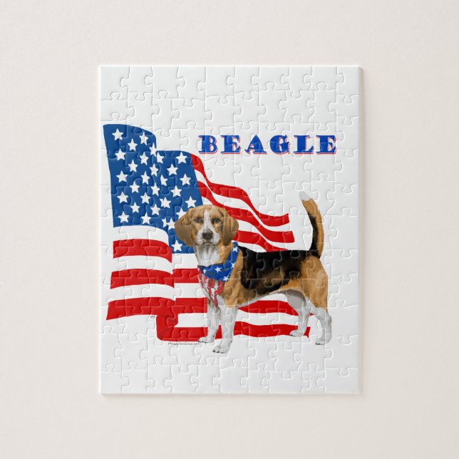 Beagle mit amerikanischer Flagge (Vertikal)