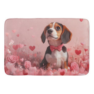 Beagle mit Rose - Valentinstag Badematte