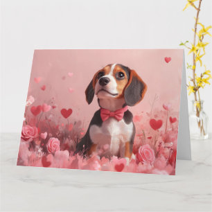 Beagle mit Rose - Valentinstag Karte