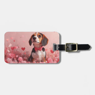 Beagle mit Rosen - Valentinstag Gepäckanhänger