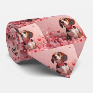 Beagle mit Rosen - Valentinstag Krawatte