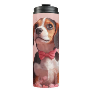 Beagle mit Rosen - Valentinstag Thermosbecher