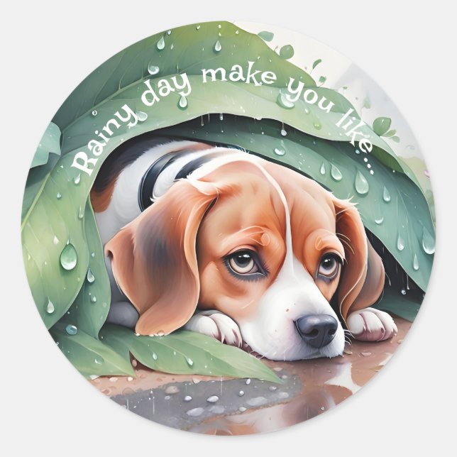 Beagle mit Rückenlehne aus Whimsikraut Runder Aufkleber (Vorderseite)