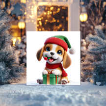 Beagle mit Weihnachtsgeschenk