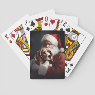 Beagle mit Weihnachtsmann Weihnachten Spielkarten