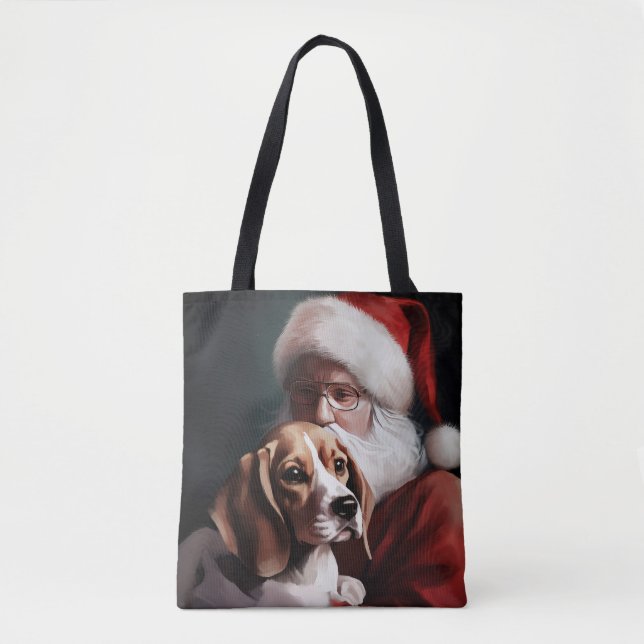 Beagle mit Weihnachtsmann Weihnachten Tasche (Vorderseite)
