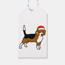 Beagle mit Weihnachtsmannmütze Geschenkanhänger