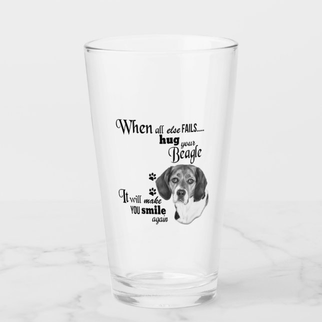Beagle Moderne Kunst niedlicher Hundeschuh Glas (Vorderseite)