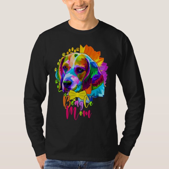 Beagle Mom Cute Colourful Dog Sunflower  Mother's  T-Shirt (Vorderseite)
