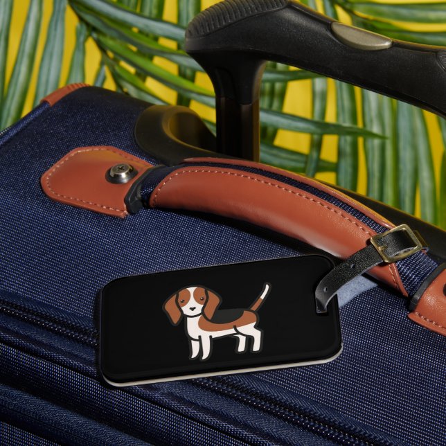 Beagle Neuer Cartoon Gepäckanhänger (Vorderseite Insitu 3)