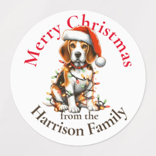 Beagle Niedlich Pet Watercolor Weihnachtswünsche Etiketten