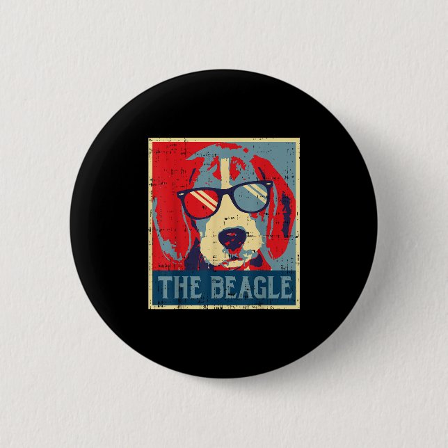 Beagle Obama Poster Vintage Tierhunde D Button (Vorderseite)