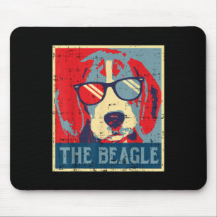 Beagle Obama Poster Vintage Tierhunde D Mousepad