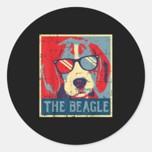 Beagle Obama Poster Vintage Tierhunde D Runder Aufkleber