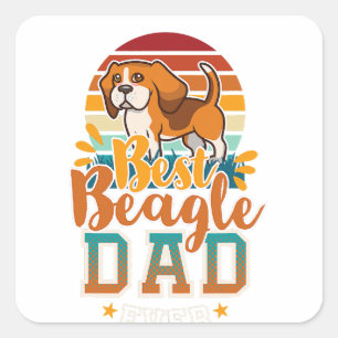 Beagle Papa Englische Beagle Papa ferne Hundeliebh Quadratischer Aufkleber
