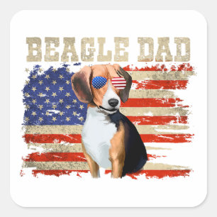 Beagle Papa merica Amerikanischer Fahnenhund Männe Quadratischer Aufkleber