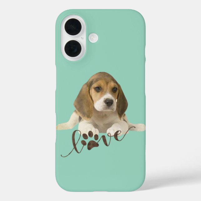 Beagle-Papier-Teller iPhone 16 Hülle (Rückseite)