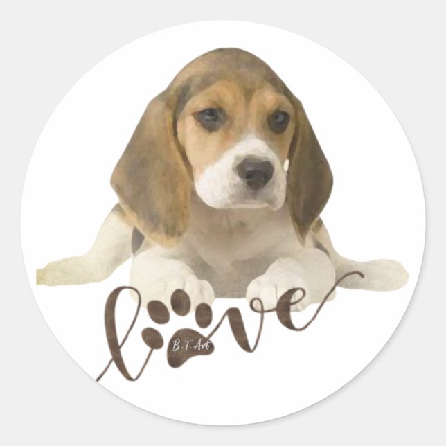 Beagle-Papier-Teller Runder Aufkleber (Vorderseite)