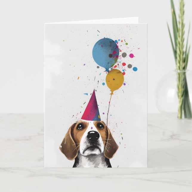 Beagle Party Grußkarte Dankeskarte (Vorderseite)