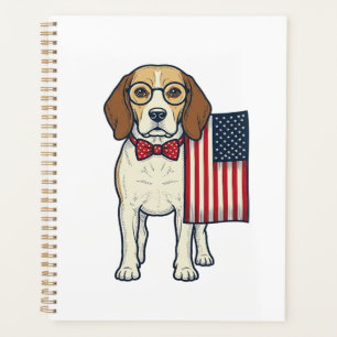 Beagle patriotique avec drapeau vintage vector art