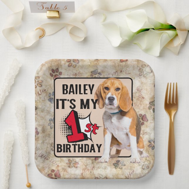 Beagle Personalisiert 1. Party Pappteller (Hochzeit)