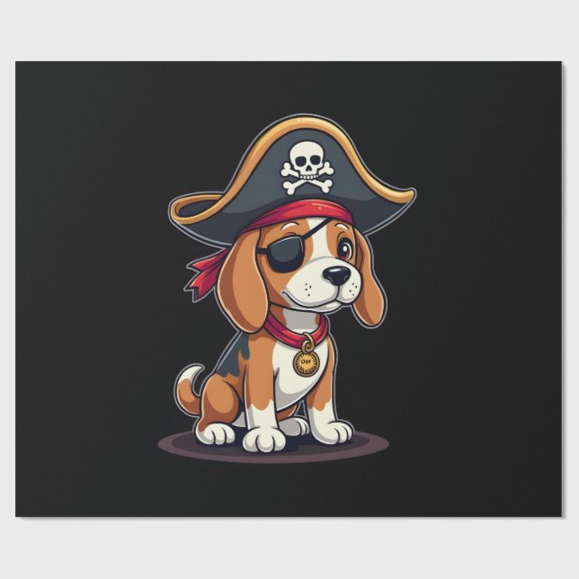 Beagle Pirate Costume Jolly Roger Flag Skull Cross Geschenkpapier (Flach)