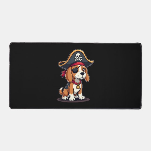 Beagle Pirate Costume Jolly Roger Flag Skull Cross Schreibtischunterlage (Vorderseite)