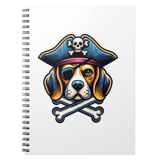 Beagle Pirate Kostüm Skull Crossbones Hunde Liebha Notizblock (Vorderseite)