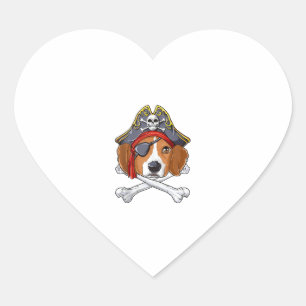 Beagle Pirate Kostüme Piratenflagge Flag Skull Cro Herz-Aufkleber