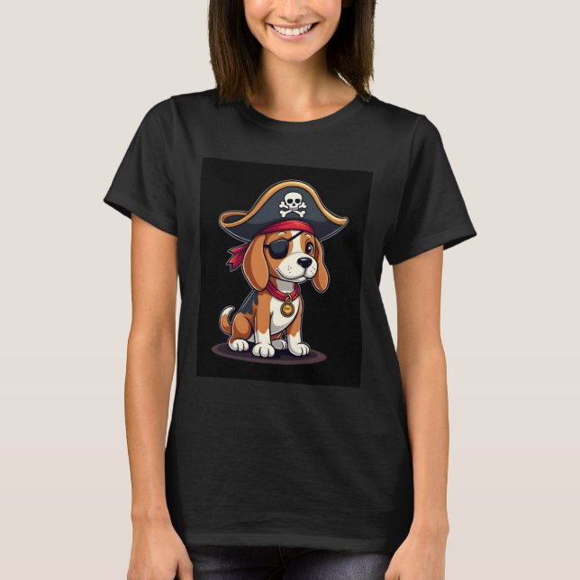 Beagle Pirate Kostüme Piratenflagge Flag Skull Cro T-Shirt (Vorderseite)