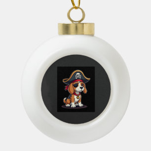 Beagle-Piratenkostüm Jolly Roger Flagge Totenkopf Keramik Kugel-Ornament