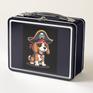 Beagle-Piratenkostüm Jolly Roger Flagge Totenkopf Metall Brotdose
