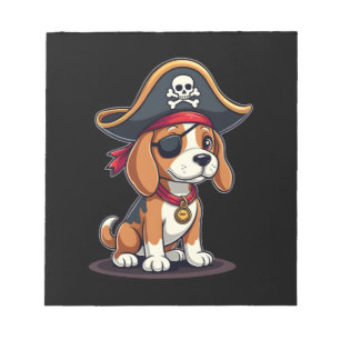 Beagle-Piratenkostüm Jolly Roger Flagge Totenkopf Notizblock